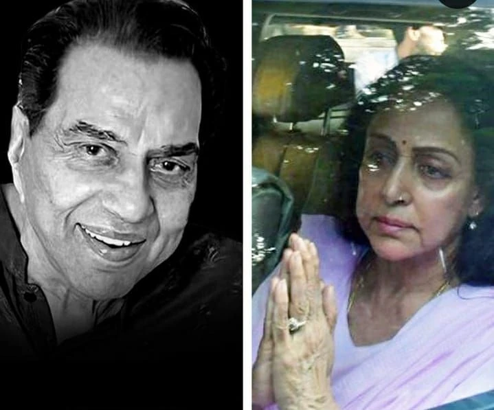 ধর্মেন্দ্রের শেষযাত্রায় চোখ ছলছল হেমার